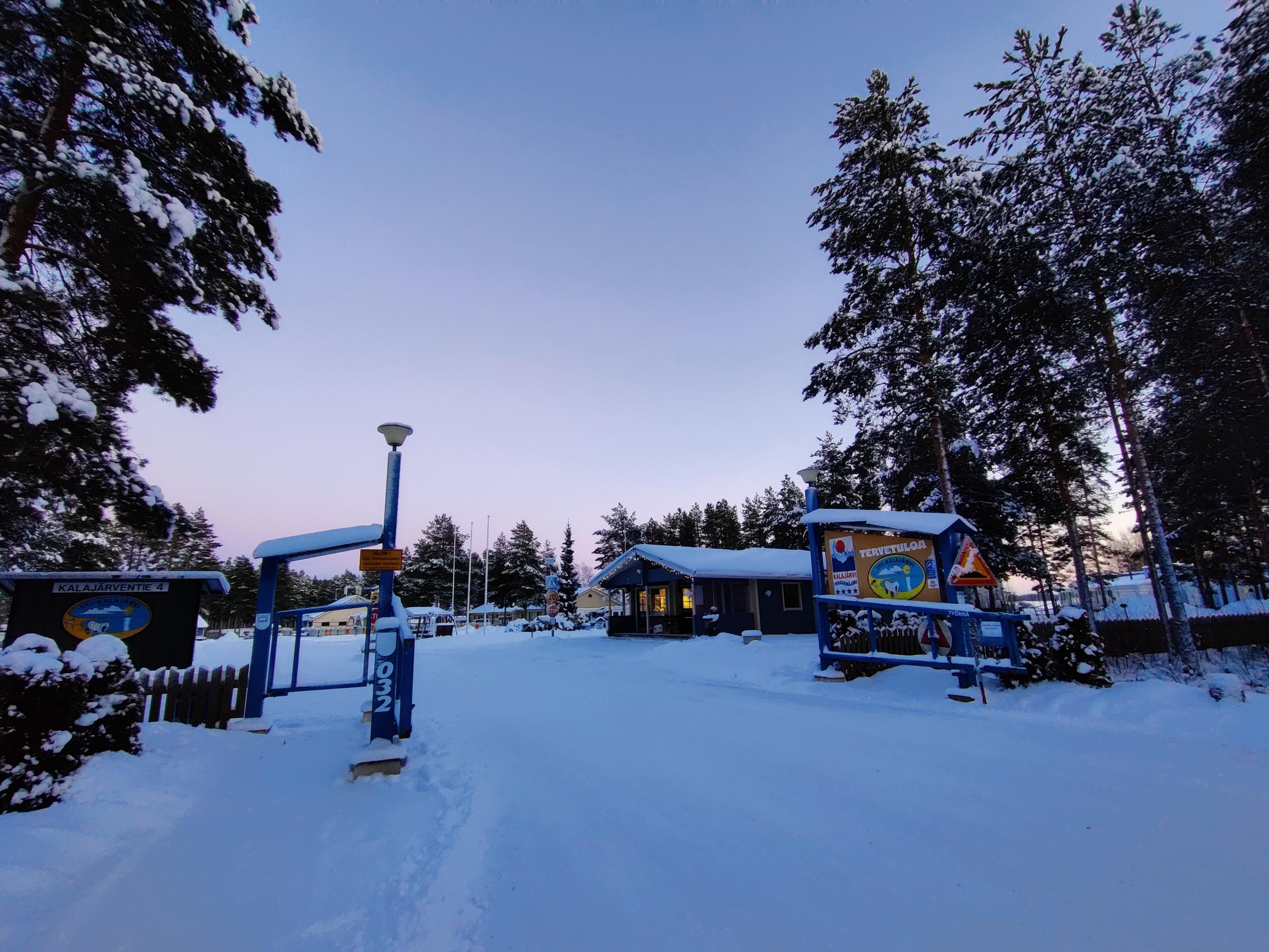 The entrance to SFC-Kalajärvi blanketed in snow in wintertime